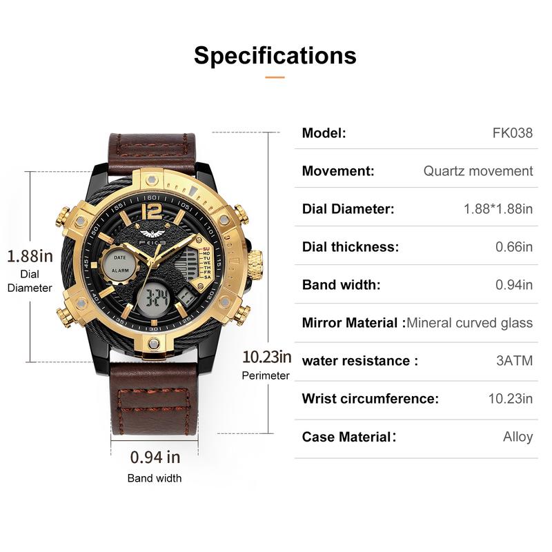 📢Hot Sale 60% OFF🔥Multifunctional Dual Display 3ATM Waterproof Men's Quartz Sports Watch